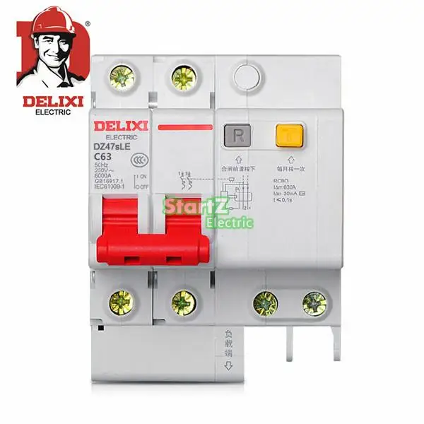 63a 2P RCBO RCD автоматический выключатель DE47LE DELIXI | Обустройство дома