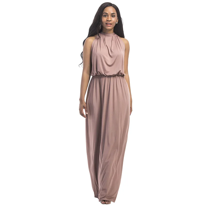 Kostlich Loose Casual Plus Size Ladies Dreses Elastic Waist Back Bow Tie Sexy Women Long Dress O-Neck Sleeveless Summer Dress (4)
