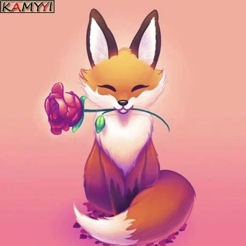 

DIY Full Diamond Embroidery Lovely Fox Diamond Cross Embroidery Round Diamond Mosaic Diamond Painting