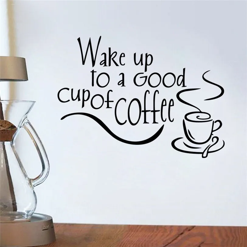 Wall Sticker Quotes Coffee Mugs Tea Coffee Art Decal Vinyl Wall