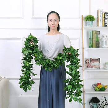 

5pcs/lot Artificial fake Plants Vines Plastic Flowers Silk Grape Ivy Leaves Wall Hanging Garlands Faux Garden home Wedding Decor
