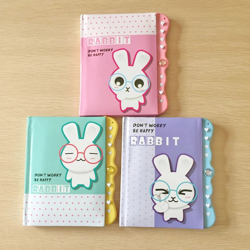 

MIRUI Cute Rabbit Mini Diary Book with Lock Notebook Journal Diary Combination Lock Kids Gift Stationery School