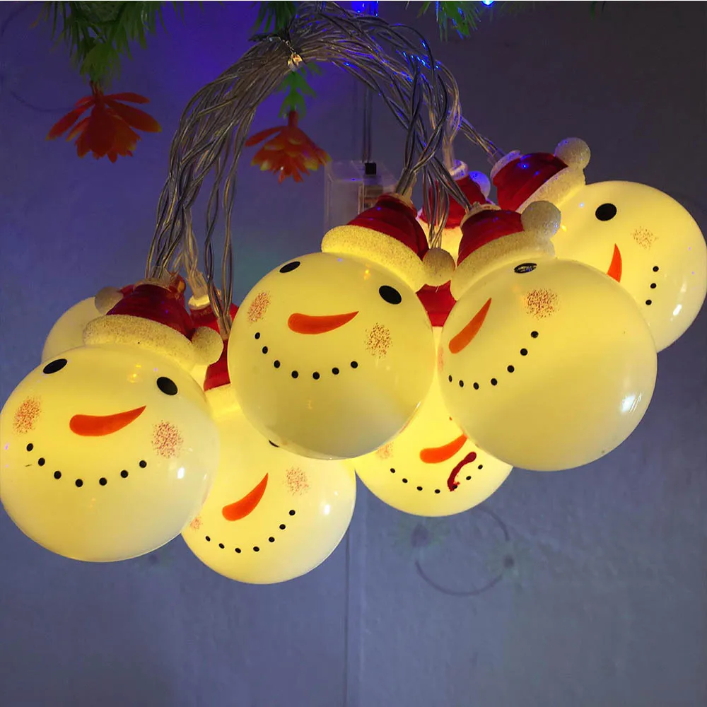 2019 Christmas Decoration Pendant 1.2M 10 LED String Lights with Snowman Hanging Drop Ornament White Led Light Holiday | Лампы и