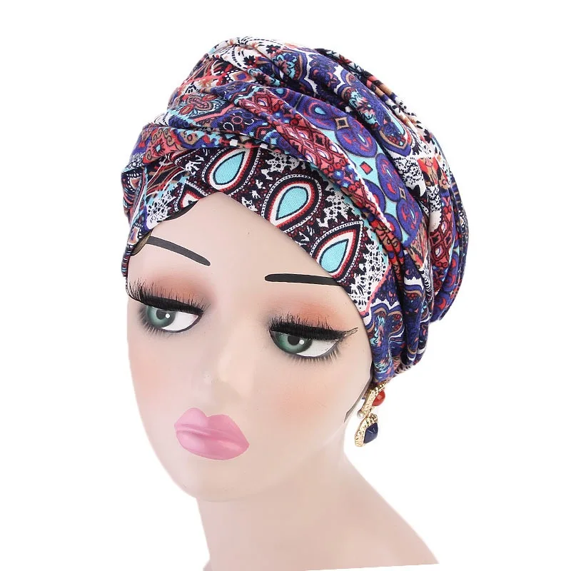 

2019 New Bohemian Style Hair Accessories Women Hooded Cap Muslim Long Tail Cover Headwrap Islamic Head Scarf Turban Hijab