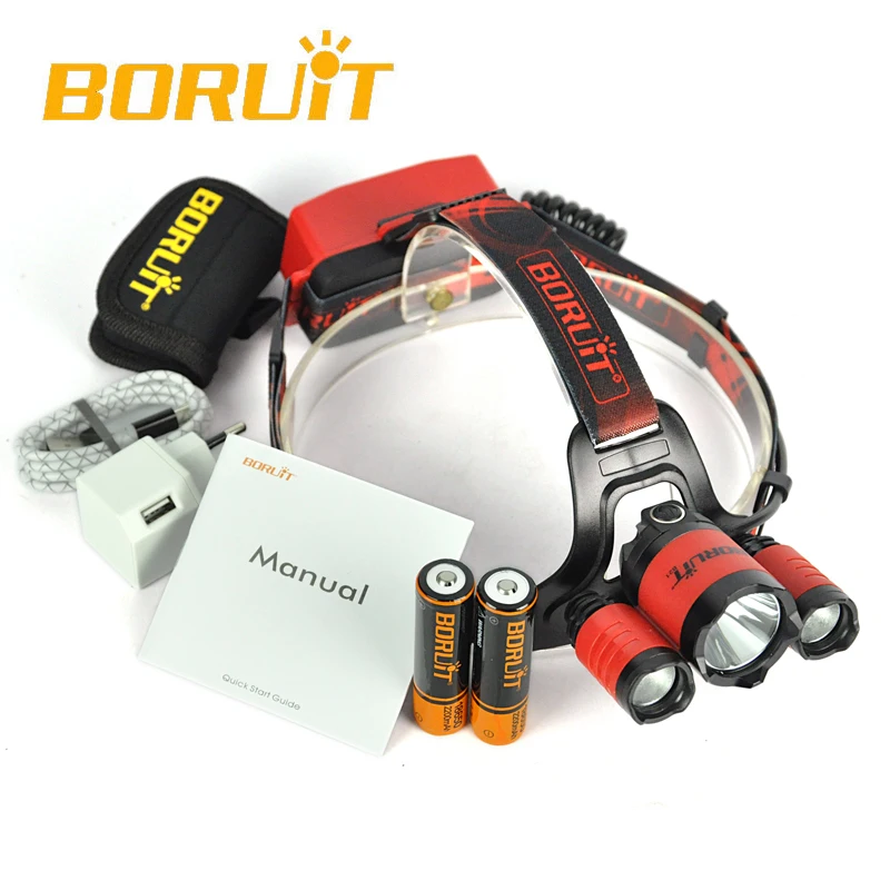 B21 BORUiT Велоспорт свет 6000LM XM-L2+ 2* XPE красный красота энтузиазма светодиодный фары охотничий Налобный фонарик Micro USB фар Факел