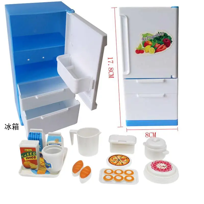 Doll House Furniture Refrigerator Play Set Doll Sweet Blue White Fridge