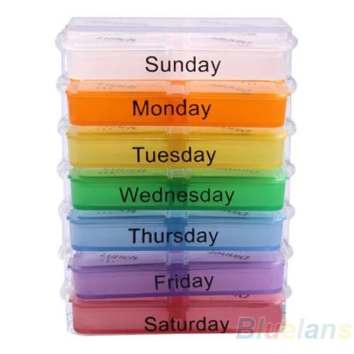 

Medicine Tablet Drug Weekly Storage Pill 7 Day Tablet Sorter Box Container Organizer Pill Box Drug Cases Splitters Health Care