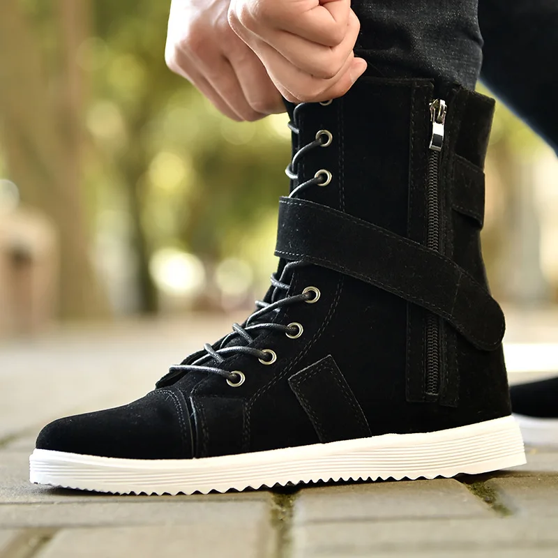 

2018 Suede Leather Ankle Boots Men Autumn Men Shoes Casual Waterproof Motorcycle big size 39-45