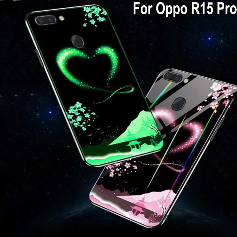 Светящийся чехол из закаленного стекла для Oppo R15 Pro мягкая силиконовая рамка