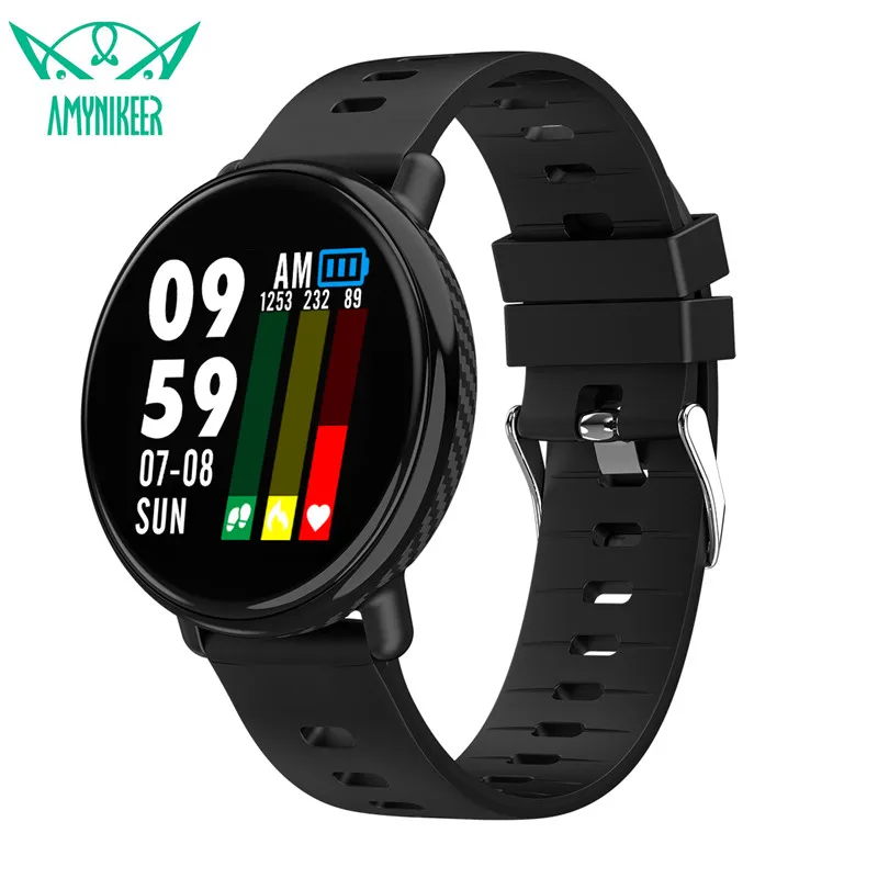 

AMYNIKEER smart bracelet K1 fitness bracelet heart rate blood pressure monitoring 1.3 inch 3D interface IP68 waterproof band