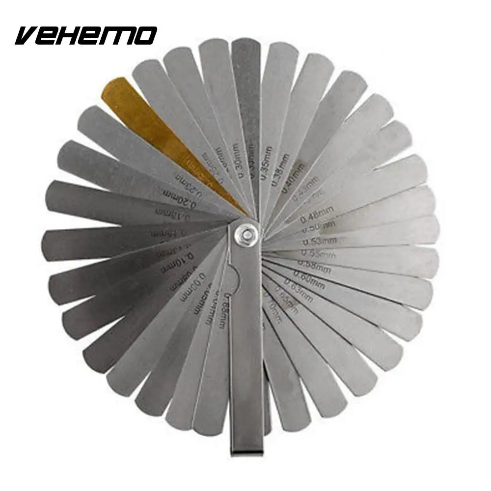 

VEHEMO Measuring Tool 32 Blades Feeler Gauge Metric Gap Filler 0.04-0.88mm Thickness Gage For Measurement Tool Car Accessories