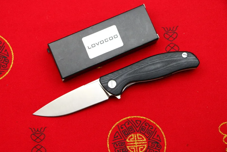LOVOCOO F3 D2 лезвие G10 Ручка Флиппер Складной нож Открытый Отдых Охота карманные фруктовые ножи выживания EDC инструменты подшипник - Цвет: new  black