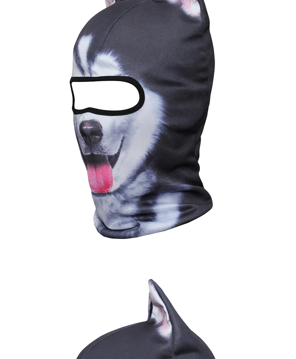 Балаклава с объемными ушками животных для шеи, теплая маска для костюма на Хэллоуин, лиса, кошка, собака, панда, медведь, зимняя Ветрозащитная маска для сноуборда