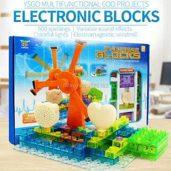 

64PCS Electronic Component Educational Learning Blocks,600 Projects Integrated Building Block Circuit Kit With Lighted Bricks