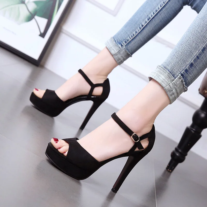 thin-heeled openwork hasp sandals super high-heeled waterproof platform women's shoes fish-mouth shoes high heels sandals women thin-heeled openwork hasp sandals super high-heeled waterproof platform women's shoes fish-mouth shoes high heels sandals women