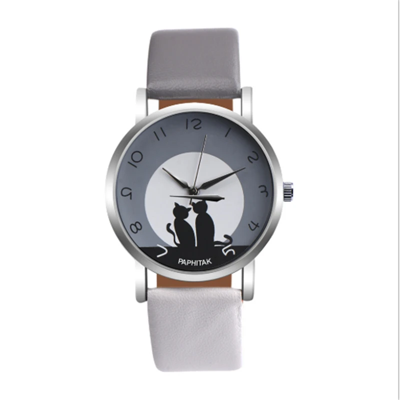 

Dobroa Woman Watches Cute Cat Printed Lady Wrist Watch Gift Relogio Feminino Quartz Analog Womens Wristwatch Big Dial Clock