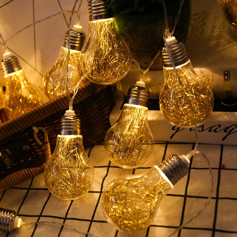 10 светодиодный золотой прозрачный Сказочный светильник на батарейках 1 м светодиодный светильник для рождественской гирлянды на окно год