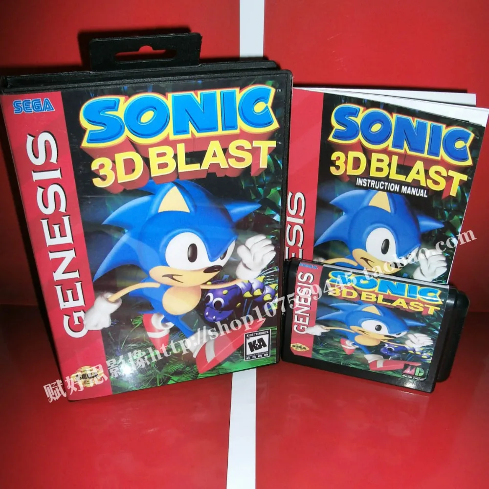 

Sonic 3d blast Game cartridge with Box and Manual 16 bit MD card for Sega Mega Drive for Genesis