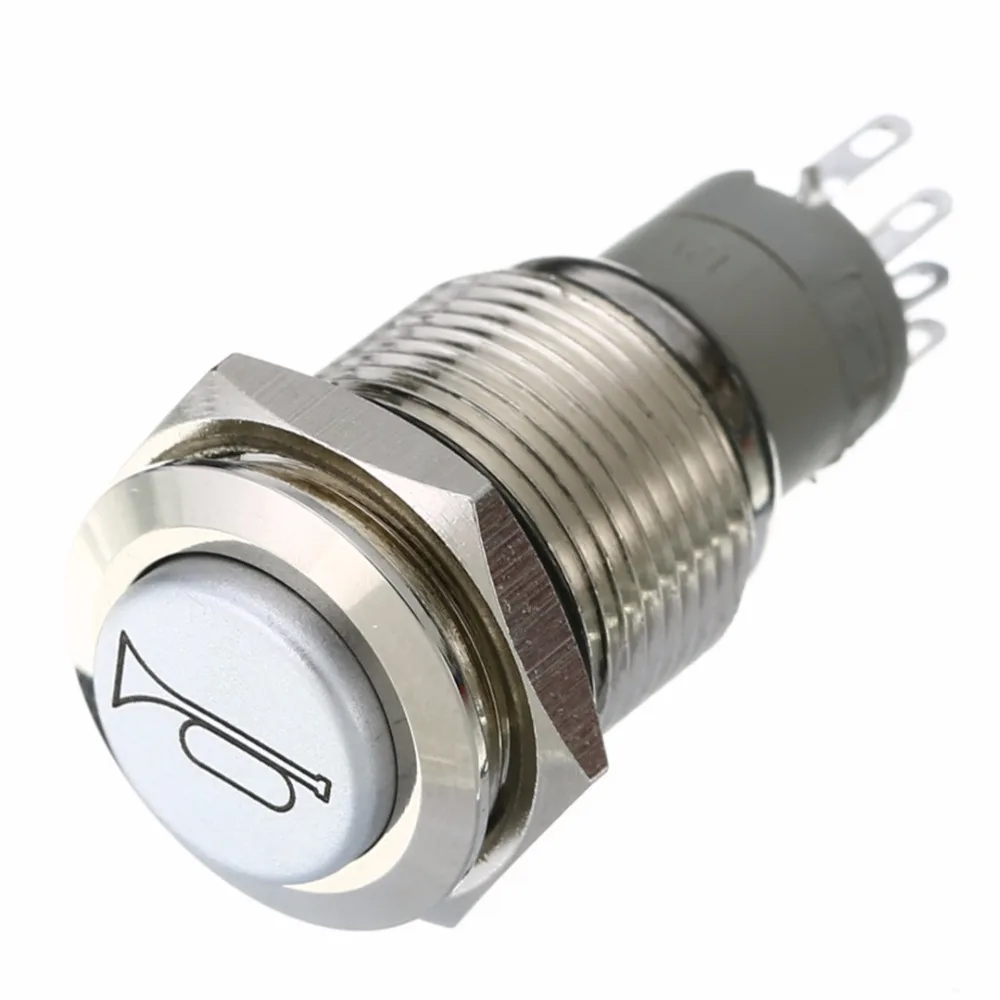 High Quality 12V 3A Car Replace Horn Metal Switch Red LED Momentary