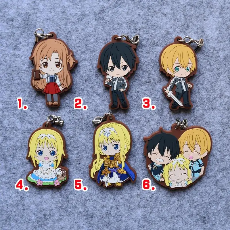 Sword Art Online Alicization SAO Anime Yuuki Asuna Asada Shino Sinon Silica Lisbeth Konno Yuuki Strap Rubber Keychain Sword Art Online Alicization SAO Anime Yuuki Asuna Asada Shino Sinon Silica Lisbeth Konno Yuuki Strap Rubber Keychain