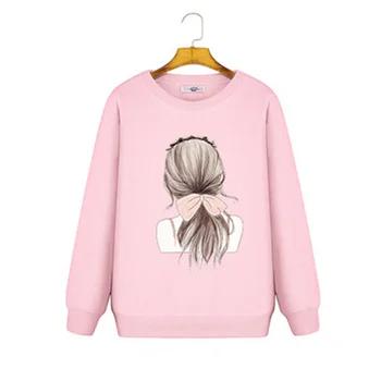 

Women Girls Sweatshirt Harajuku Kawaii Cartoon Printed Long Sleeve Autumn O-neck Pullover Tops H7