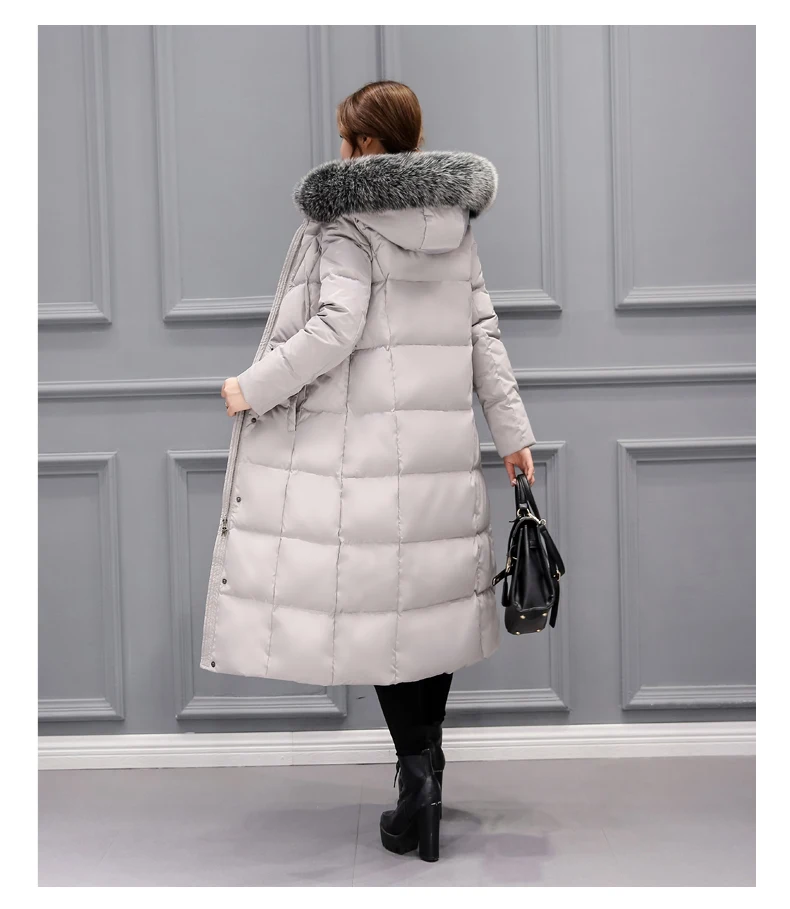 Women Winte Down Jacket Coat White Duck Down Long Parka Hooded Fur Collar Coat Women Paded Winter Coats Female 2018 As05 (12)