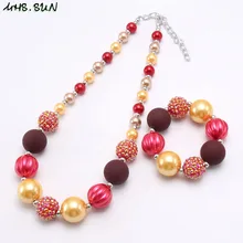 MHS. SUN/День благодарения, для детей, для девочек, массивное ожерелье с бусинами, браслеты, модный детский массивный ювелирный набор из жевательной резинки для подарка, Новинка