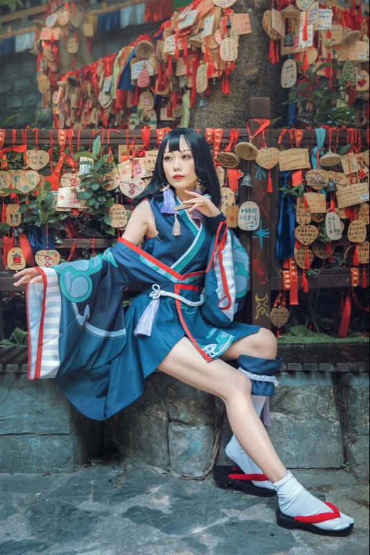 Onmyoji Yan Luo SR косплей костюм красивая кожа очень редуктивное платье+ серьги