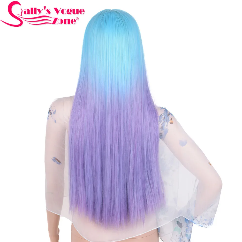 Sallyhair термостойкие синтетические парики 26 дюймов Омбре черный серый фиолетовый цвета натуральные длинные волнистые волосы парик без челки без кружева - Цвет: 1B/30HL