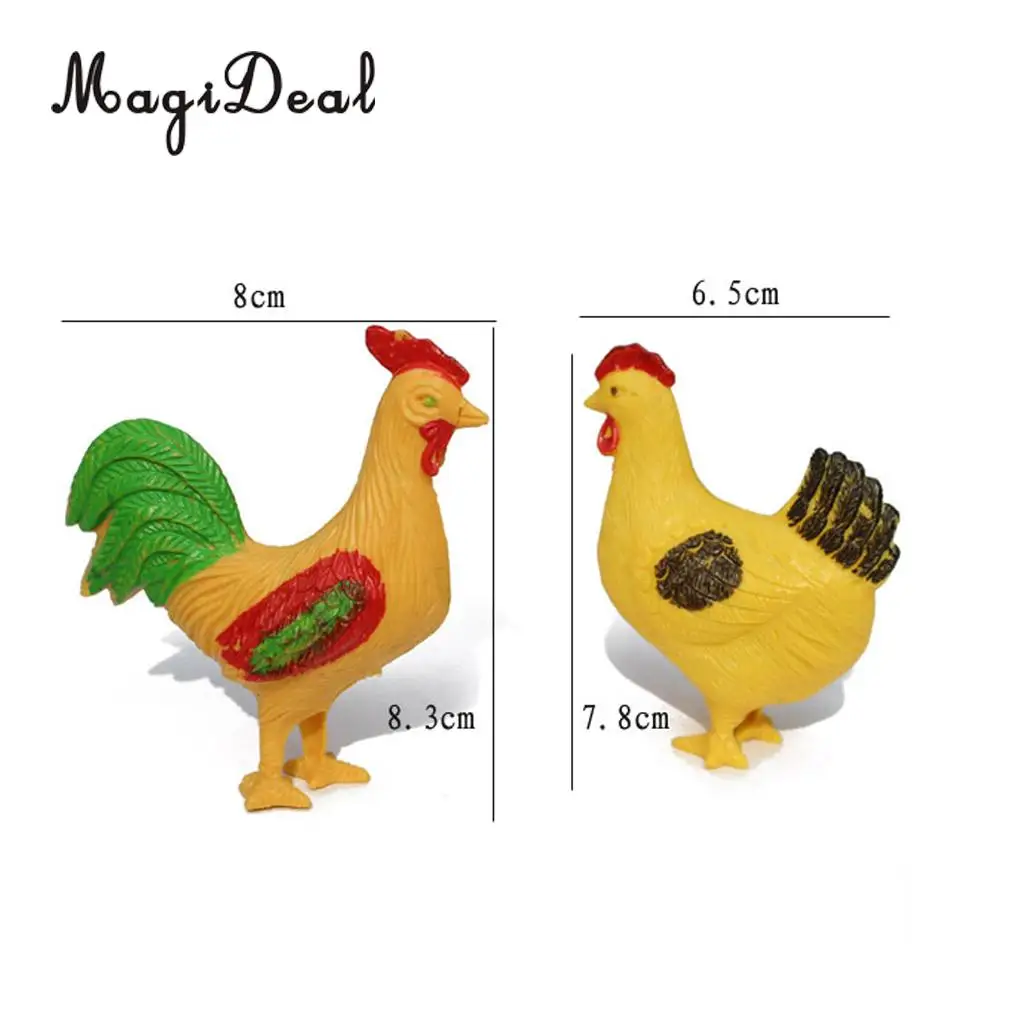 MagiDeal 19Pcs Plastic Farm Animals Hen Cock Duck Goose Model Figure Toys for Kids Play Special Gift