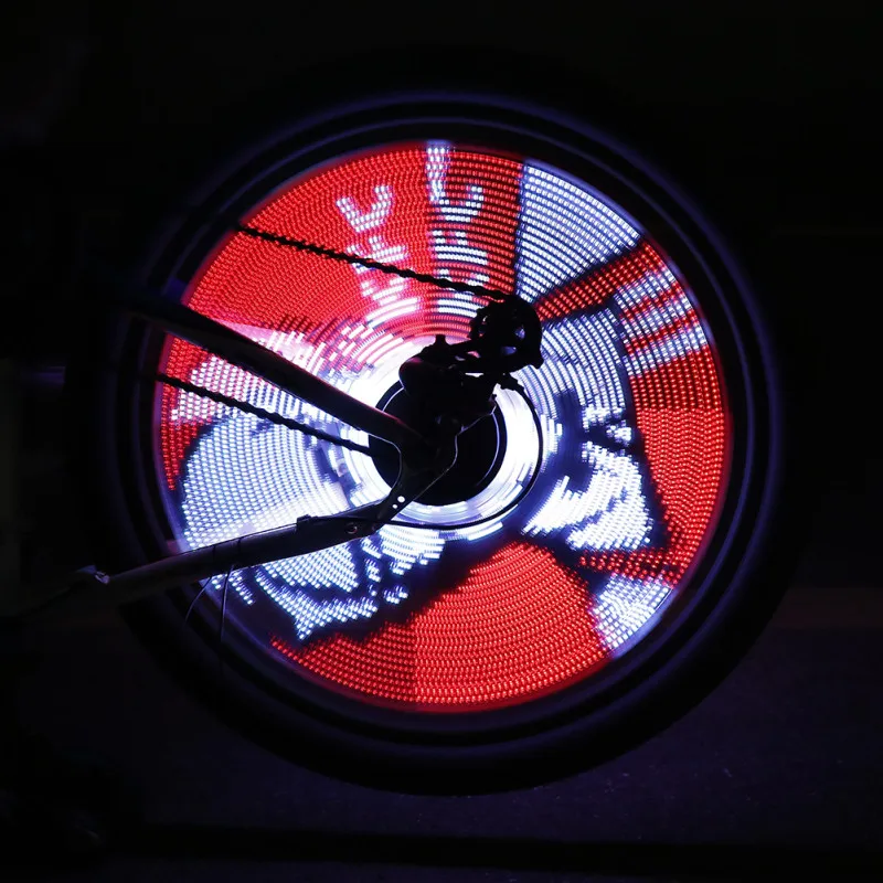 Discount DIY bicycle light 64 LED Bicycle Wheel Spoke Light Waterproof Light Road Bike Smart Lamp Double-sided Display Pattern led bike 5