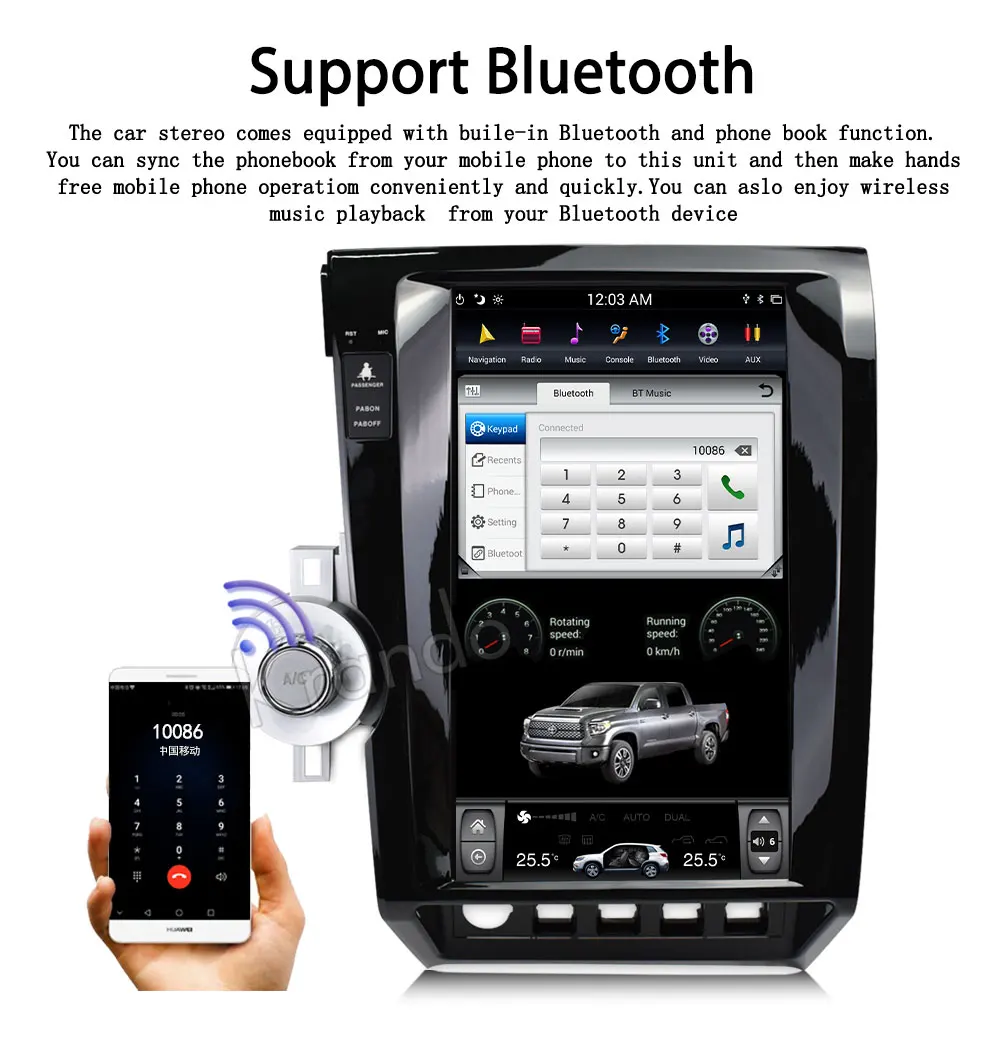 Excellent Krando Android 8.1 13.6" Tesla Vertical screen car audio radio gps navigation for Toyota tundra 2007-2011 multimedia system 3