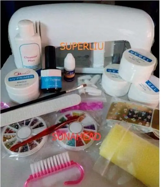 

2018 Professional Full Set UV builder Gel starter Kit Starter UV Nail Art Set + 9W Curing UV Lamp Nail Dryer drop