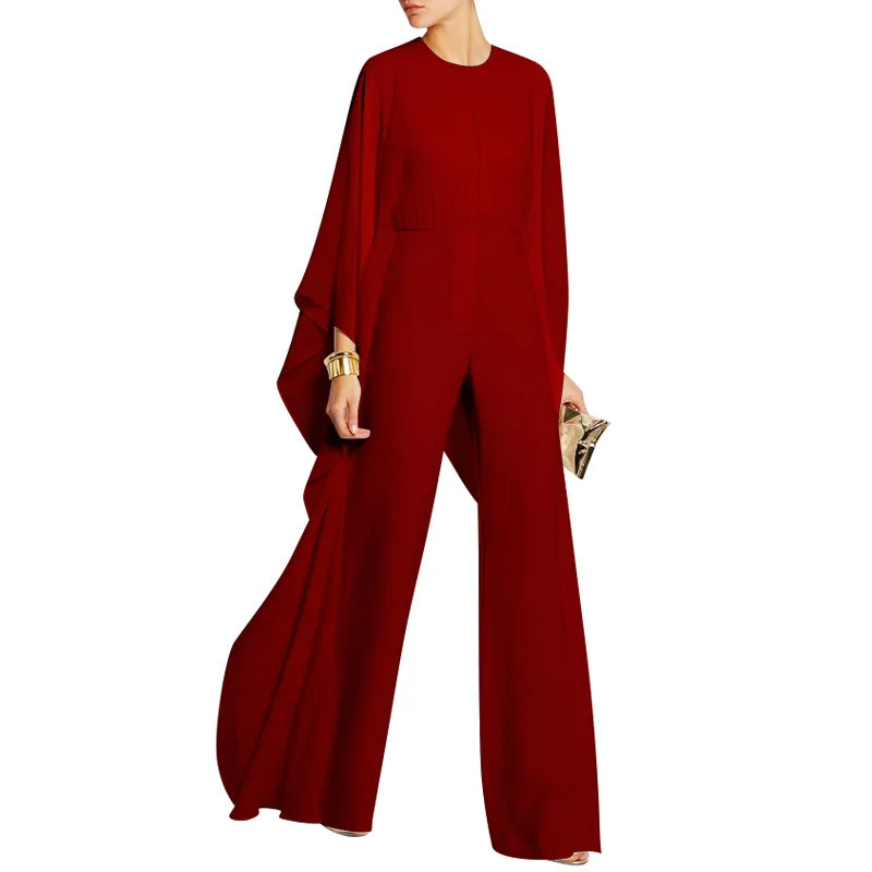 

[EWQ] 2019 New Fashion Summer O-neck Ruffles Half Sleeve Sexy Micro Perspective Loose Female's Chiffon Jumpsuit Vestido YE226