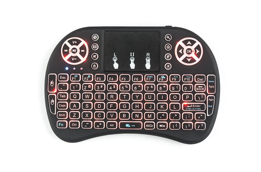 2,4G Беспроводная клавиатура с подсветкой i8 Air mouse мини-клавиатура с тачпадом английский/русский/испанский/французский пульт дистанционного управления для ТВ-бокса