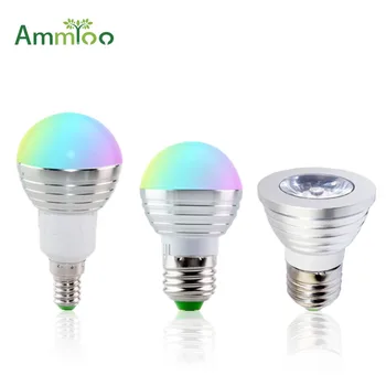 

AmmToo E27 E14 LED RGB Bulb Lamp AC110V 220V 4W 5W 7W Lampe LED RGB Spot Light Dimmable Magic Holiday Lighting+IR Remote Control