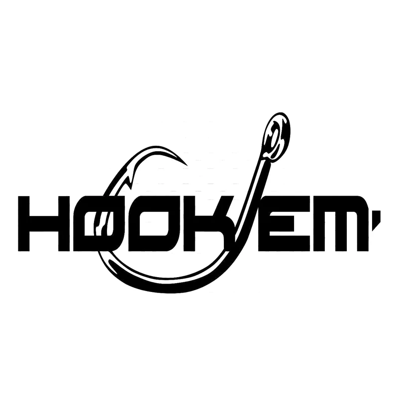 

12.6cm*6.2cm Hook Em Fishing Vinyl Car Sticker Car-Styling Decal S4-0714