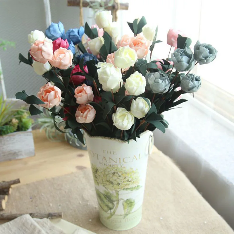 

6Heads/1Bouquet PE Artificial Flower Rose Decor Home Decor Imitation Fake Flower for Garden Plant Desk Decor Hand-Holding Flower