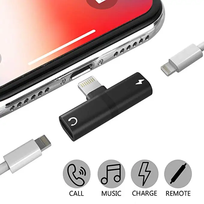 2 в 1 Разъем Splitter зарядное устройство аудио наушников адаптер портативный для IPhone 7 8 X для Jack для наушников AUX кабель