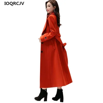 

2018 Winter Women's Long Blended Woolen Overcoat Suit Collar Solid Long Sleeves Casual Tops Elegant Fashion Outerwear IOQRCJV F2