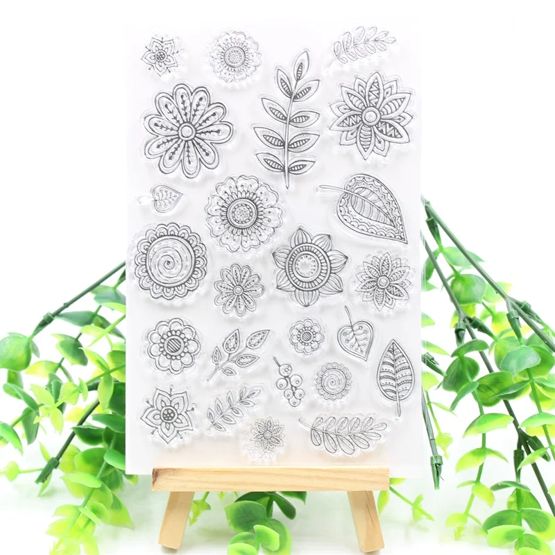 

VUAWRTG Flowers Leaf Transparent Clear Silicone Stamp for DIY scrapbooking/Card making