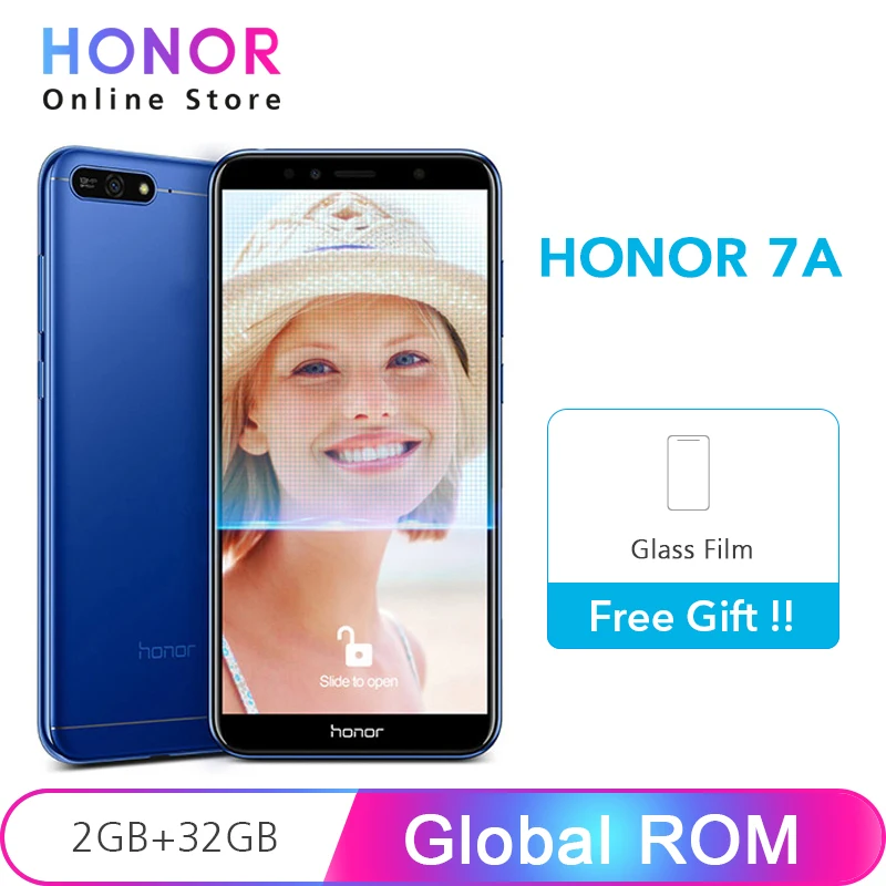 Глобальная ПЗУ Honor 7A 2 Гб 32 Смартфон Snapdragon 430 Восьмиядерный 5 7 &quot8MP фронтальная 13MP