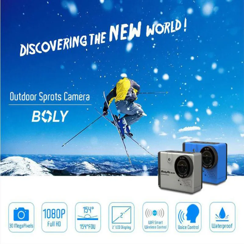 

Boly Action sport camera 30MP WIFI voice control waterproof 9ft in water night color videos photo traps camera gsm BA101