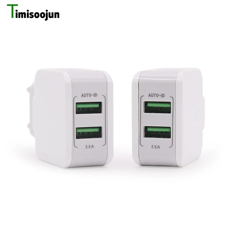 Timisoojun мобильного телефона Зарядное устройство 2 Порты USB EU/US Портативный