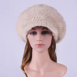 2018 натуральный мех Шапки для Для женщин Зимняя Женская норковая вязаная шапка Для женщин меха Шапки мода берет утолщенной русский Для