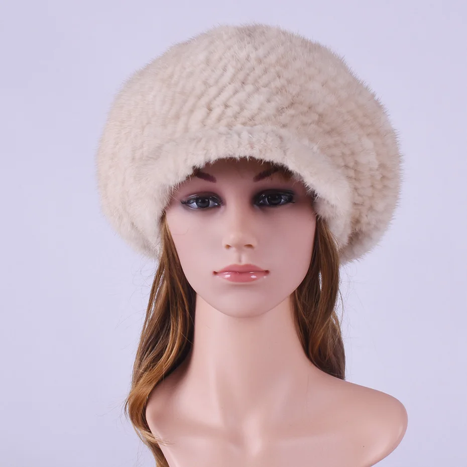 2018 Real Fur Hats For Women Winter Woman's Mink Knitted Hat Women's ...