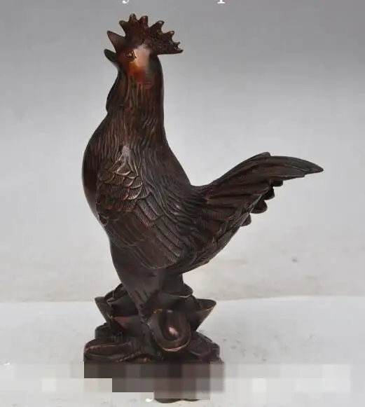 

S2147 7"china fengshui bronze wealth yuanbao money zodiac Cock Rooster Chicken statue discount 30% (C0324)