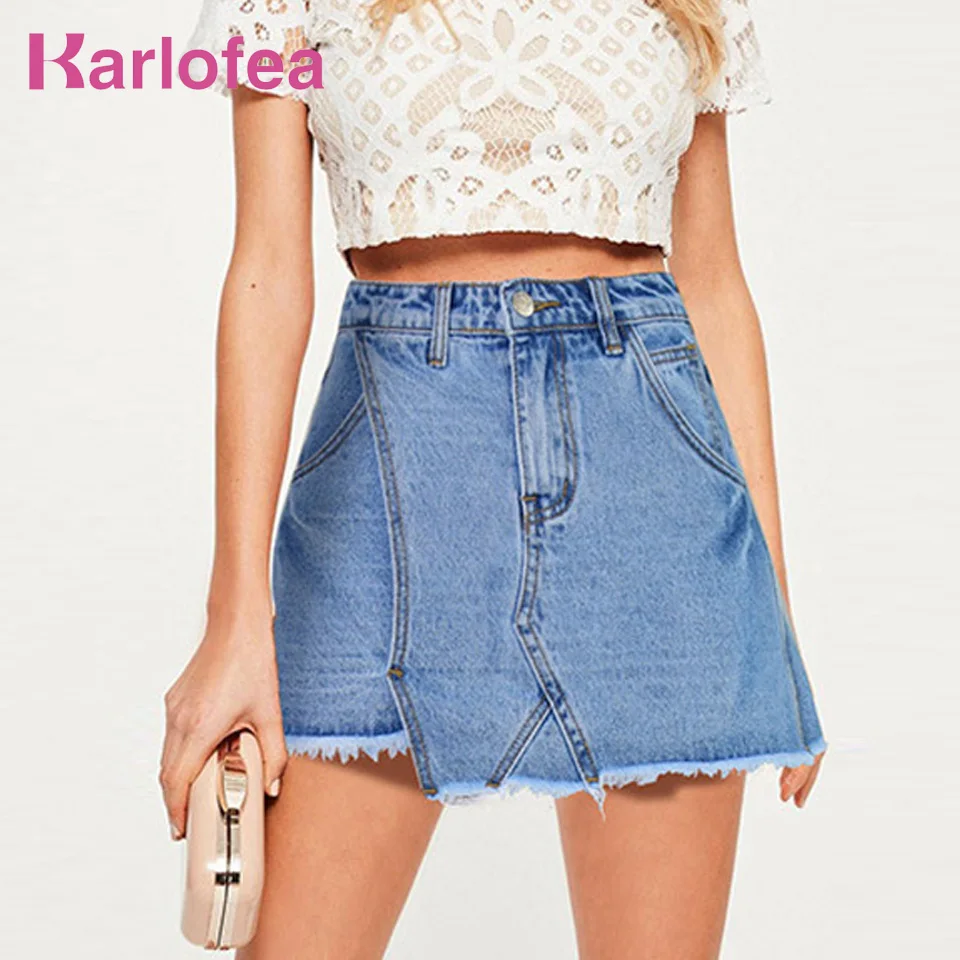 

Karlofea Classical Washed Denim Skirt Short For Women Fashion Outfits Jeans Shorts Cropped Tassel Summer Mini Bottoms Daily Wear