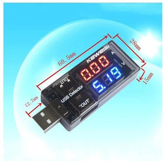 

2016 newest Black color USB Current Voltage Tester USB Voltmeter Ammeter Detector Double Row Shows New DROPSHIPPING