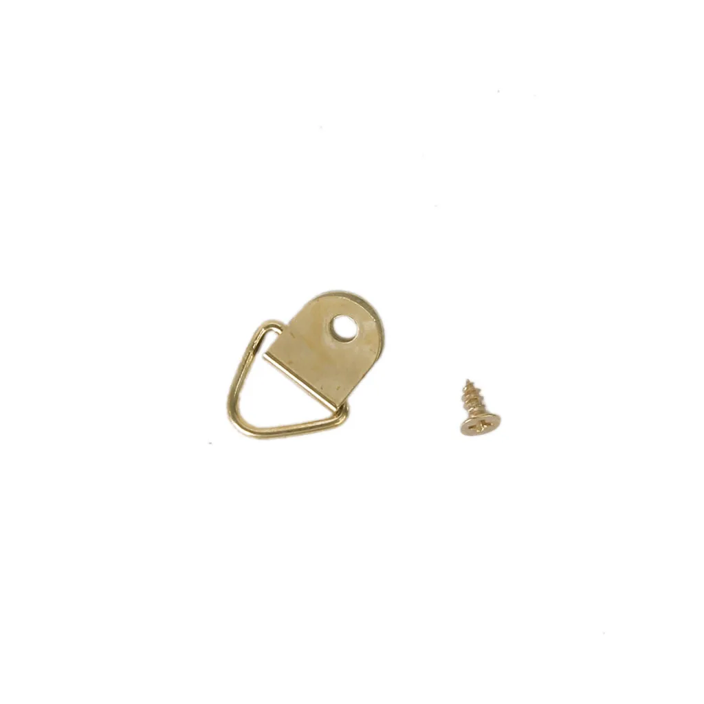 100x Gold Metal Triangle D-RINGS Picture Photo Frames Hanging Hanger Free Screws